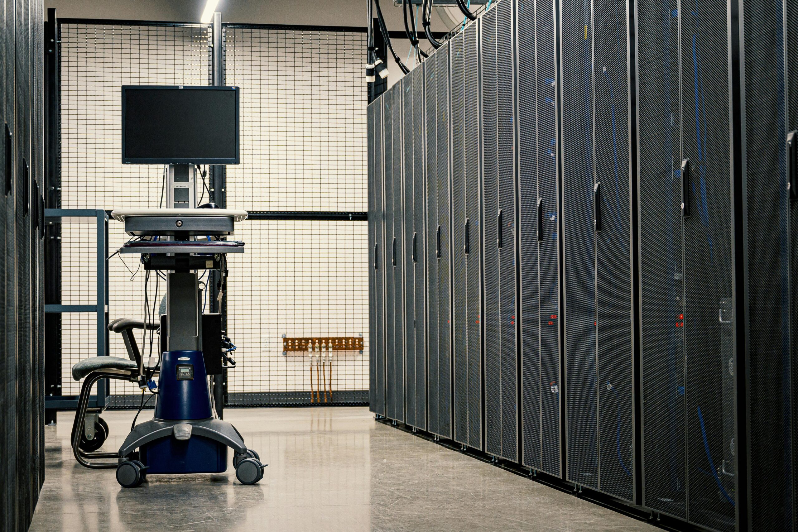 Black hardwares on data server room